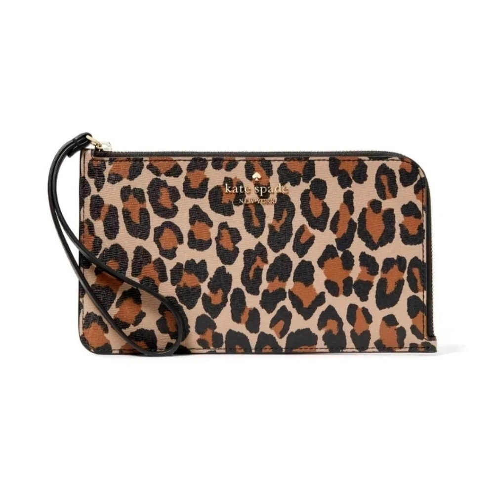 🤎▪️Kate Spade▪️ Lucy Leopard small Zip Wristlet - cream Multi